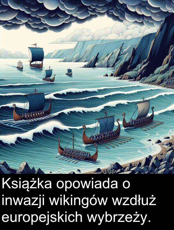wybrzeży: Książka opowiada o inwazji wikingów wzdłuż europejskich wybrzeży.
