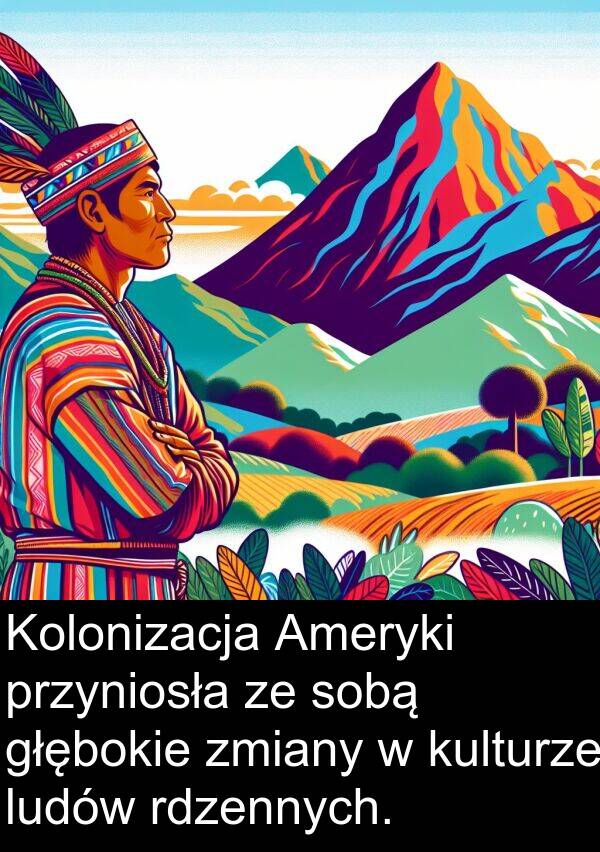 zmiany: Kolonizacja Ameryki przyniosła ze sobą głębokie zmiany w kulturze ludów rdzennych.