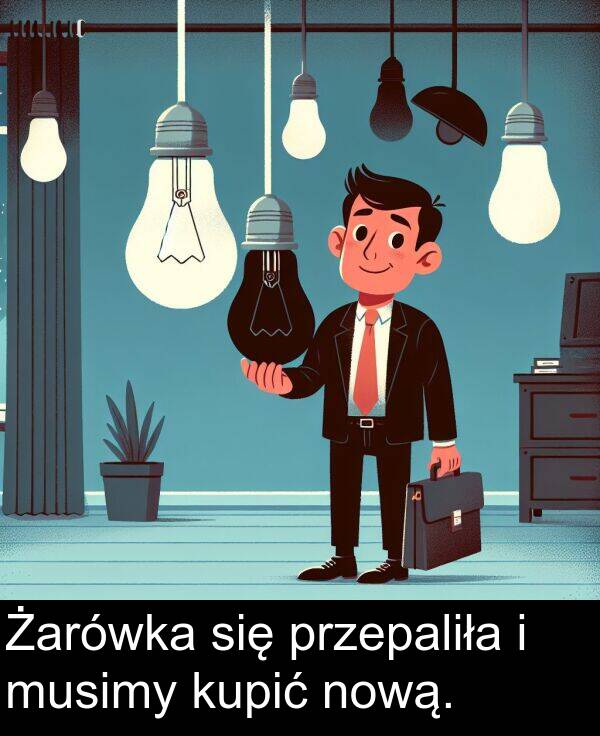 przepaliła: Żarówka się przepaliła i musimy kupić nową.