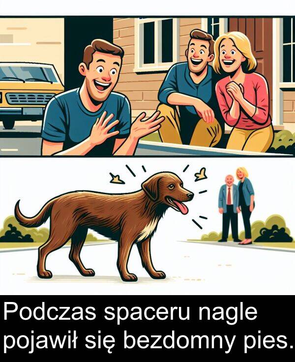 pies: Podczas spaceru nagle pojawił się bezdomny pies.