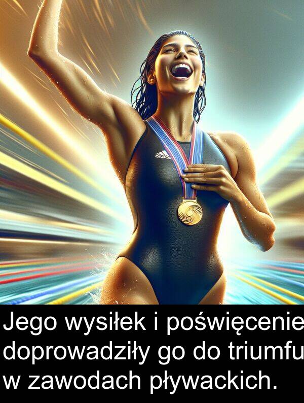 pływackich: Jego wysiłek i poświęcenie doprowadziły go do triumfu w zawodach pływackich.
