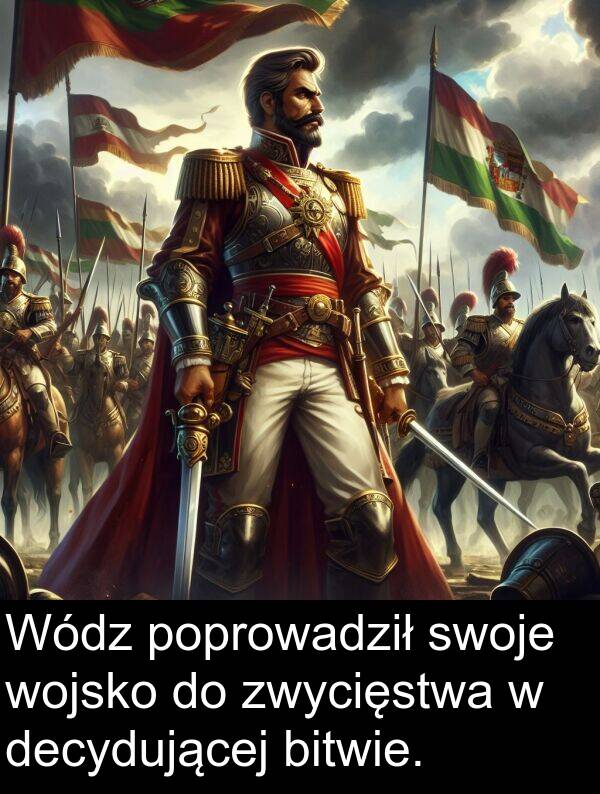 zwycięstwa: Wódz poprowadził swoje wojsko do zwycięstwa w decydującej bitwie.