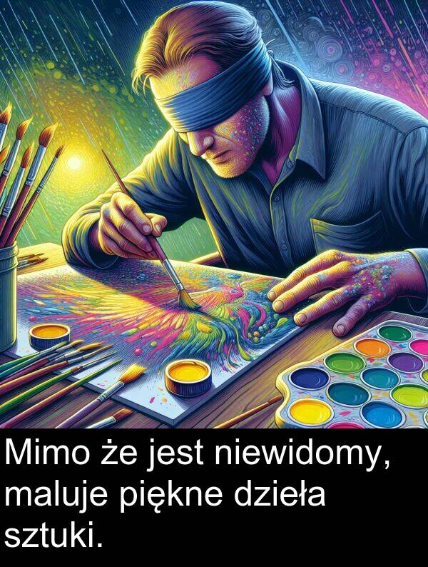 piękne: Mimo że jest niewidomy, maluje piękne dzieła sztuki.
