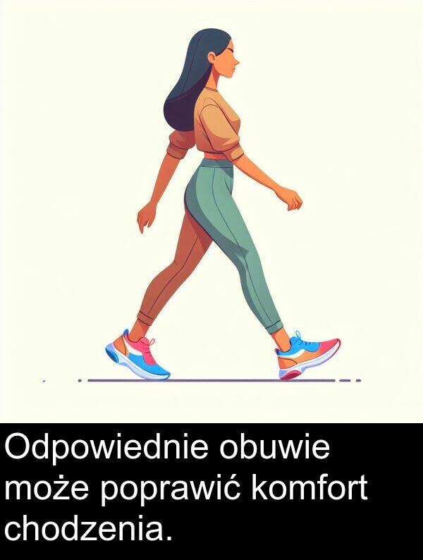 może: Odpowiednie obuwie może poprawić komfort chodzenia.