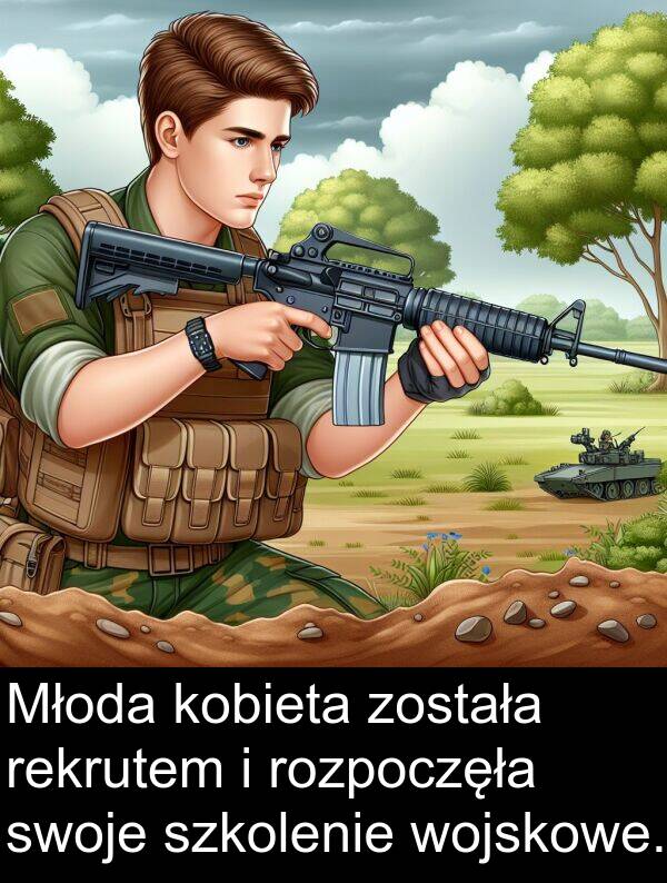 została: Młoda kobieta została rekrutem i rozpoczęła swoje szkolenie wojskowe.