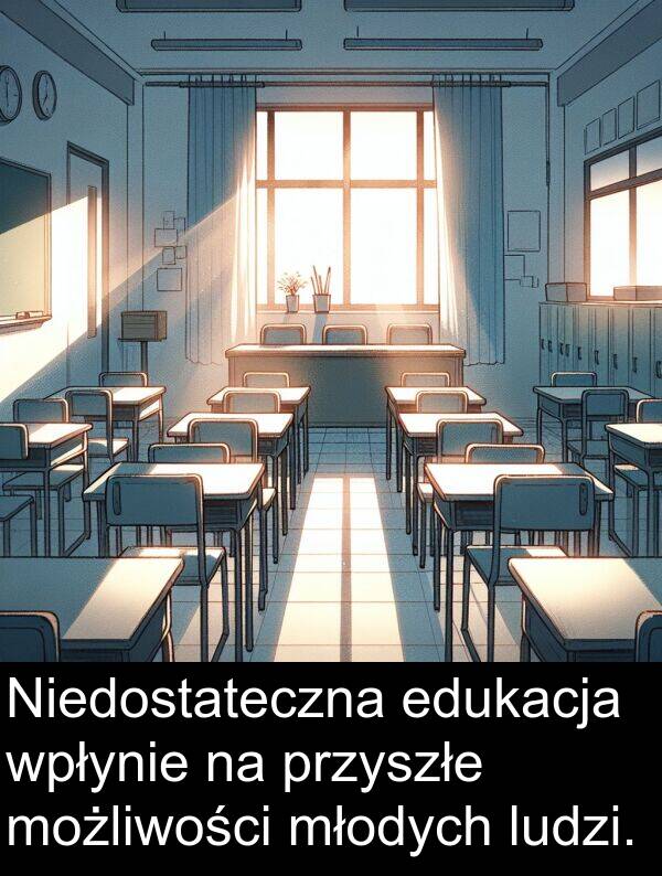 przyszłe: Niedostateczna edukacja wpłynie na przyszłe możliwości młodych ludzi.