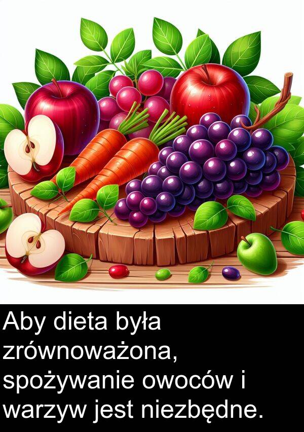 zrównoważona: Aby dieta była zrównoważona, spożywanie owoców i warzyw jest niezbędne.