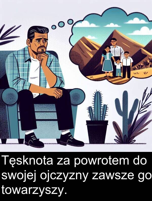 powrotem: Tęsknota za powrotem do swojej ojczyzny zawsze go towarzyszy.
