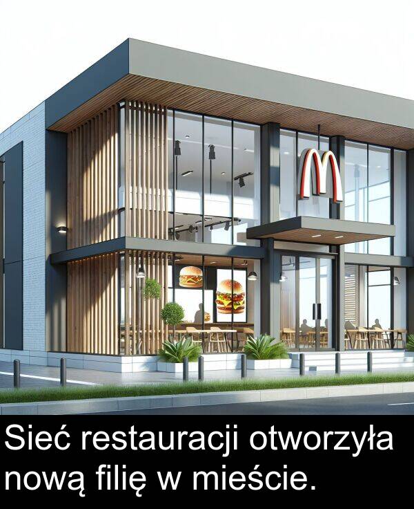 restauracji: Sieć restauracji otworzyła nową filię w mieście.