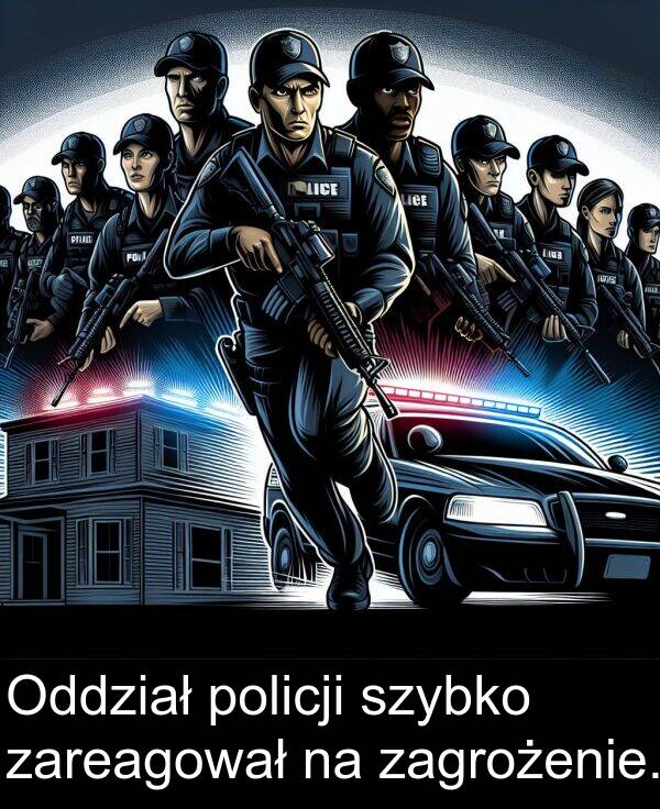 zagrożenie: Oddział policji szybko zareagował na zagrożenie.