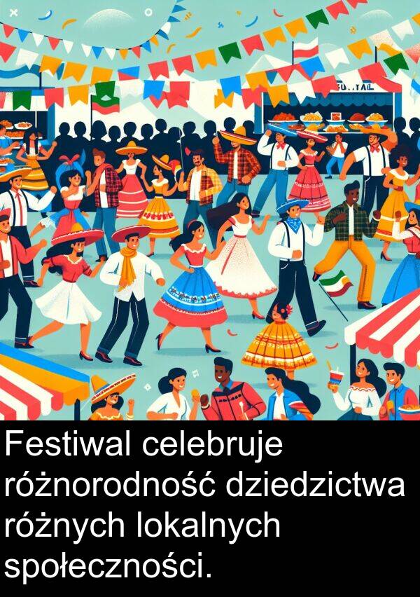 celebruje: Festiwal celebruje różnorodność dziedzictwa różnych lokalnych społeczności.