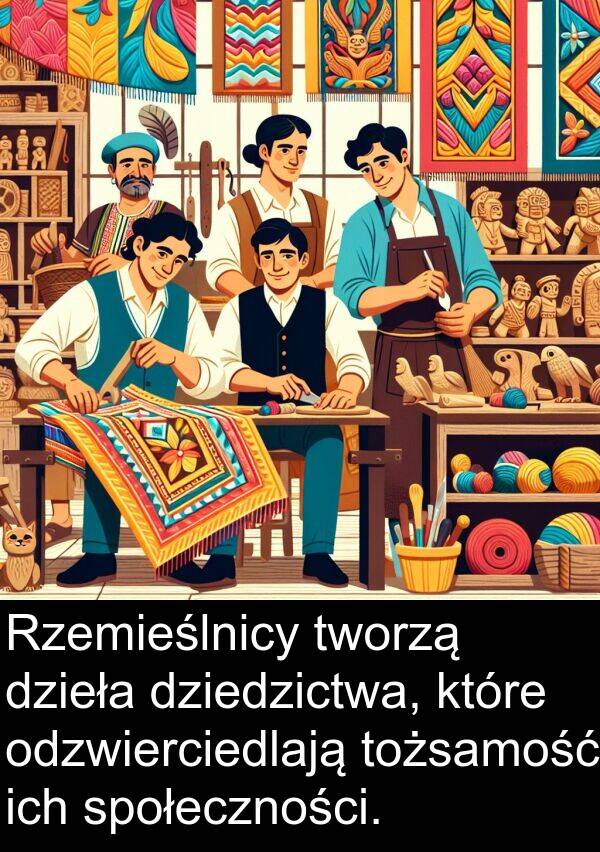 ich: Rzemieślnicy tworzą dzieła dziedzictwa, które odzwierciedlają tożsamość ich społeczności.