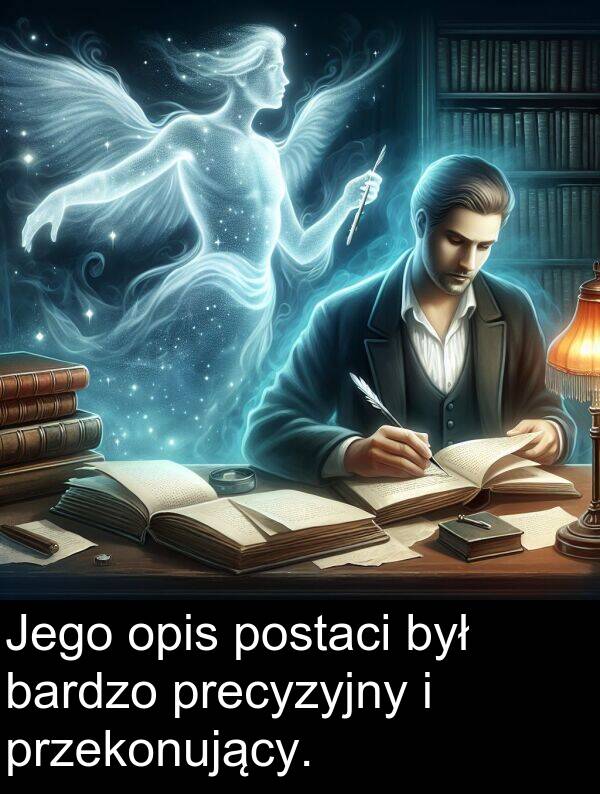przekonujący: Jego opis postaci był bardzo precyzyjny i przekonujący.