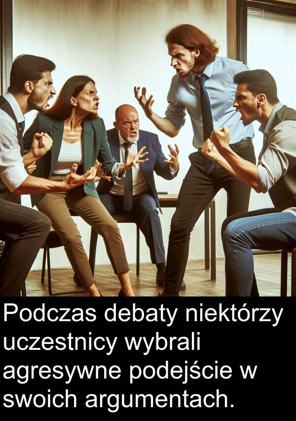 agresywne: Podczas debaty niektórzy uczestnicy wybrali agresywne podejście w swoich argumentach.