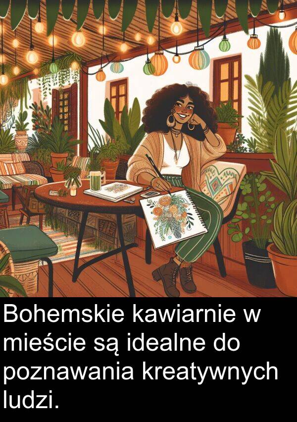 poznawania: Bohemskie kawiarnie w mieście są idealne do poznawania kreatywnych ludzi.