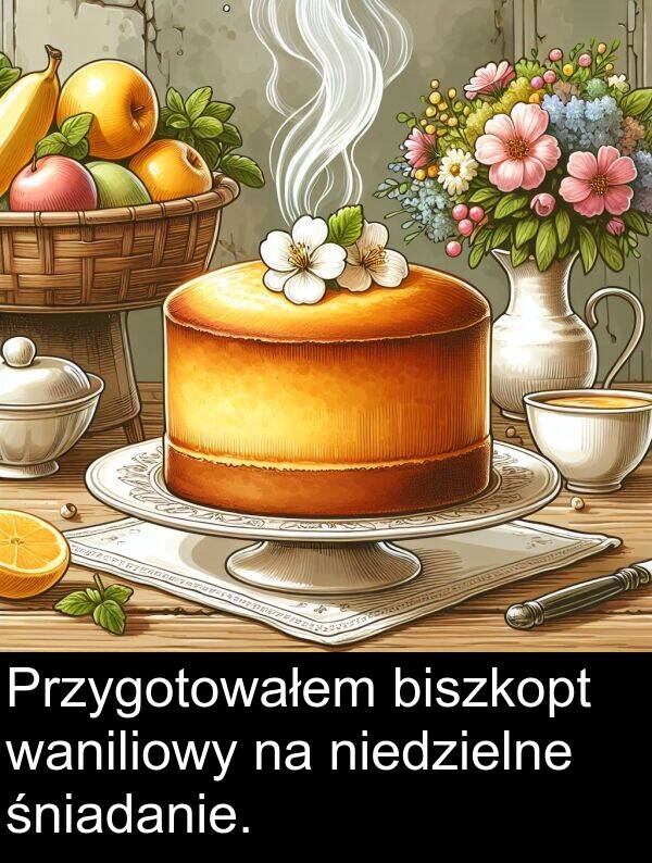 waniliowy: Przygotowałem biszkopt waniliowy na niedzielne śniadanie.