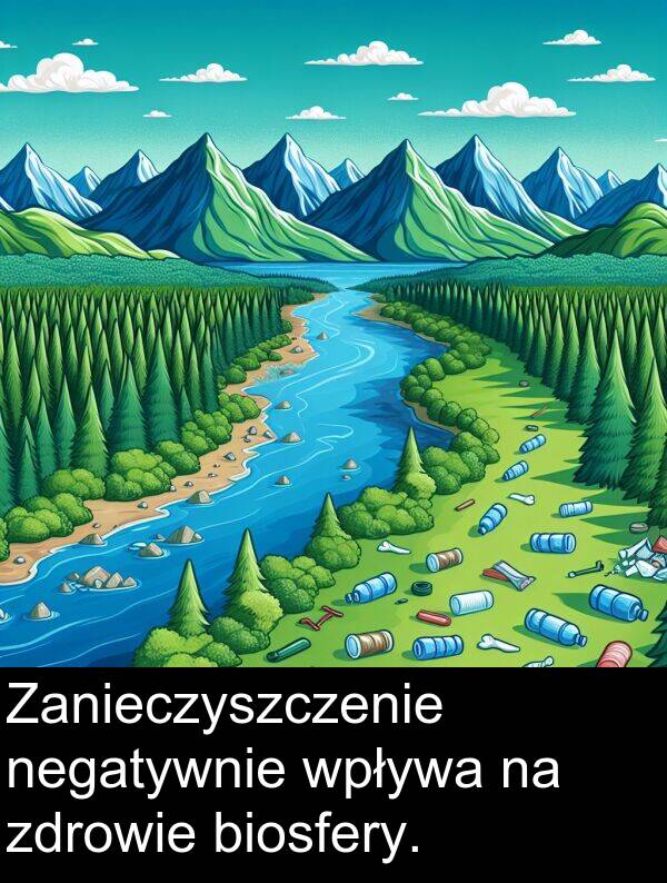 zdrowie: Zanieczyszczenie negatywnie wpływa na zdrowie biosfery.