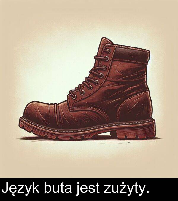 zużyty: Język buta jest zużyty.