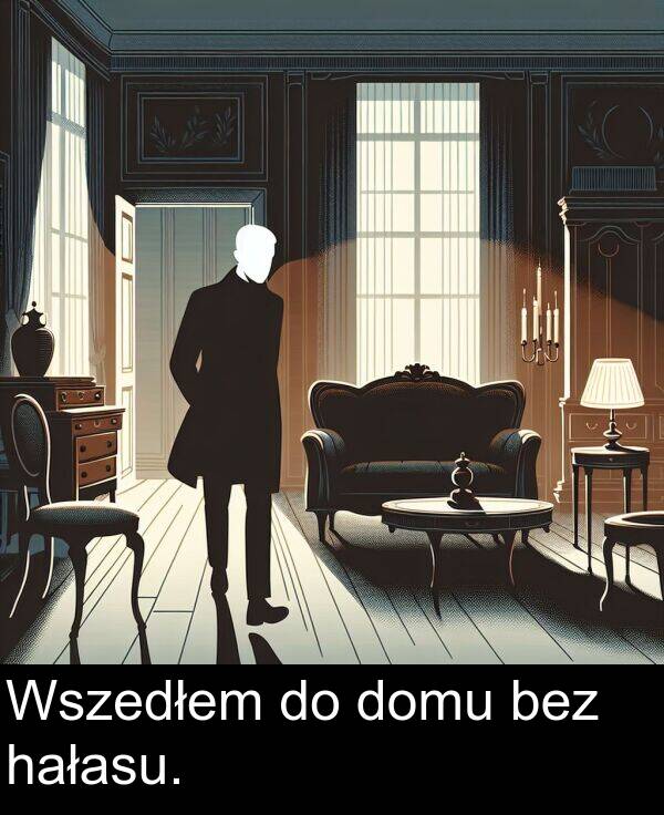 hałasu: Wszedłem do domu bez hałasu.