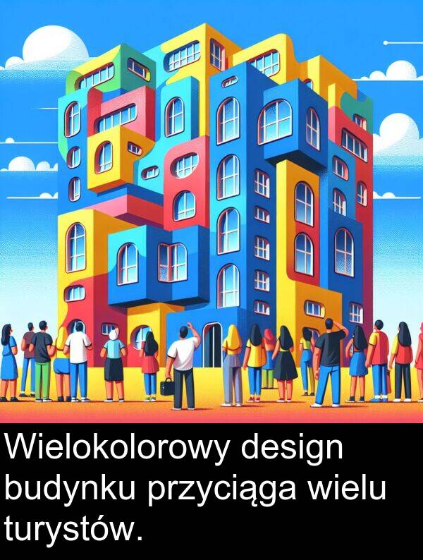 przyciąga: Wielokolorowy design budynku przyciąga wielu turystów.