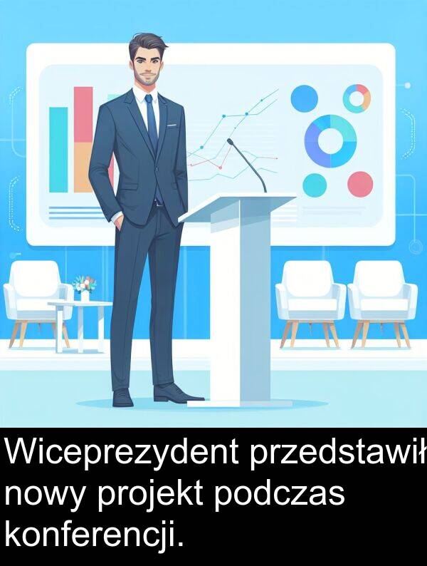 przedstawił: Wiceprezydent przedstawił nowy projekt podczas konferencji.