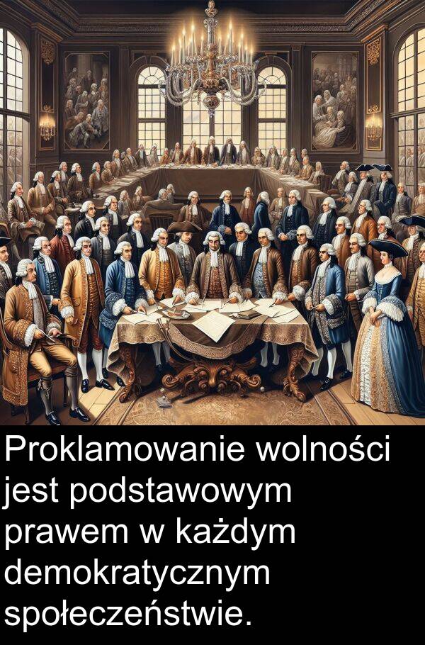 prawem: Proklamowanie wolności jest podstawowym prawem w każdym demokratycznym społeczeństwie.