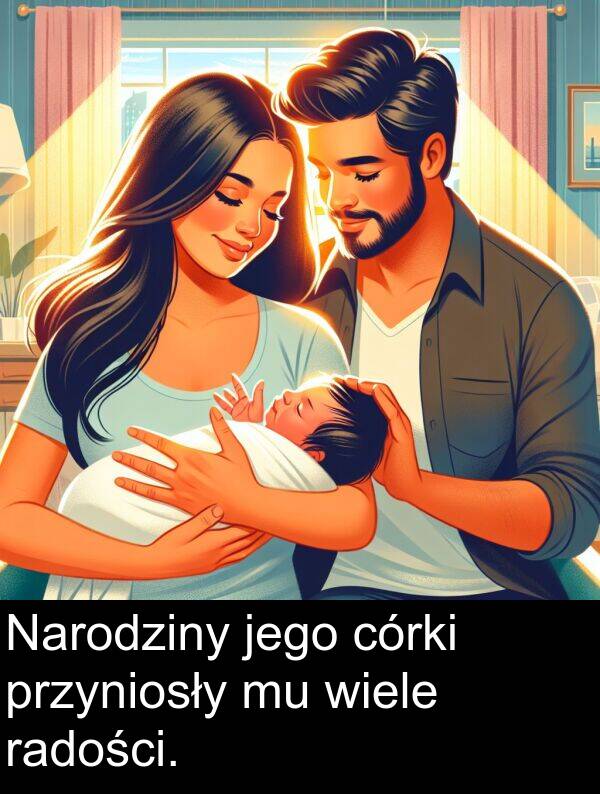 przyniosły: Narodziny jego córki przyniosły mu wiele radości.