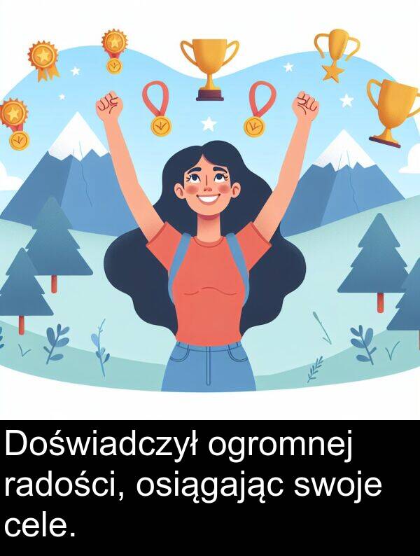cele: Doświadczył ogromnej radości, osiągając swoje cele.