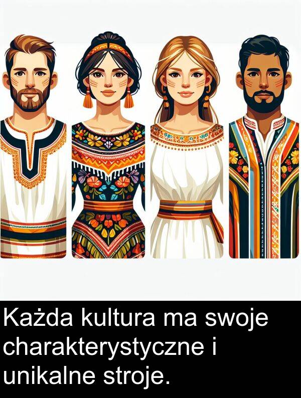 charakterystyczne: Każda kultura ma swoje charakterystyczne i unikalne stroje.