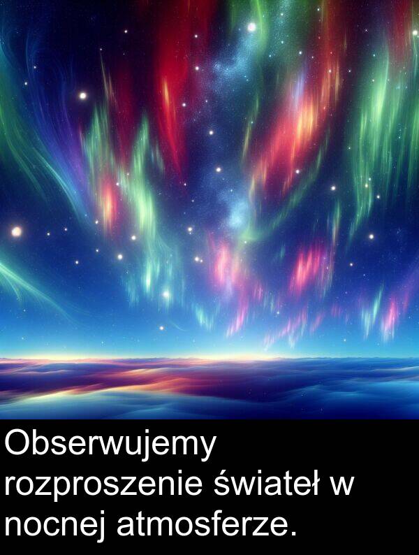 atmosferze: Obserwujemy rozproszenie świateł w nocnej atmosferze.