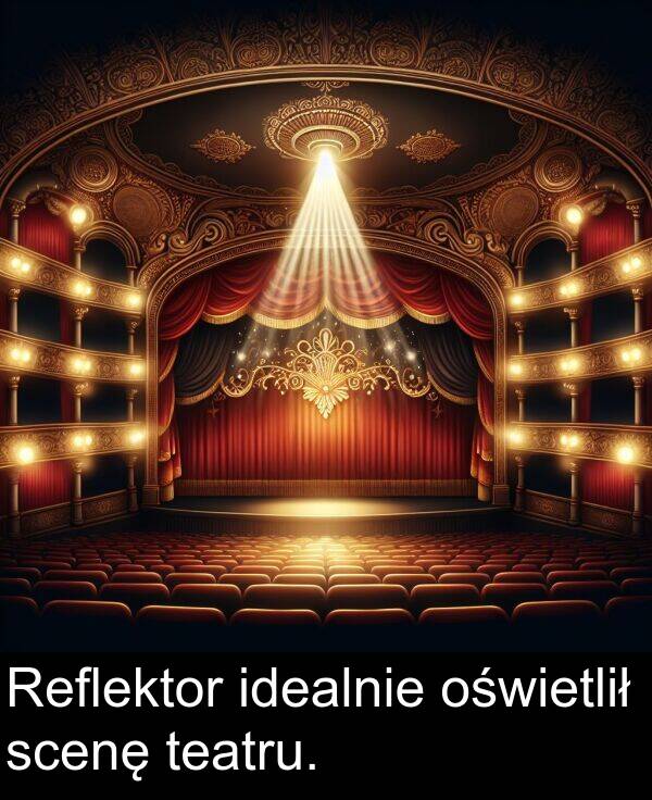 teatru: Reflektor idealnie oświetlił scenę teatru.