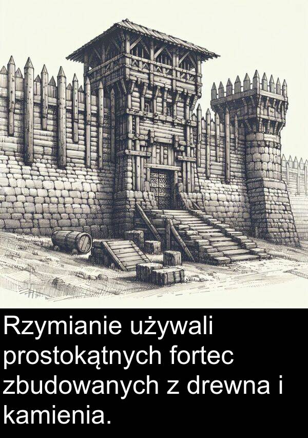 prostokątnych: Rzymianie używali prostokątnych fortec zbudowanych z drewna i kamienia.