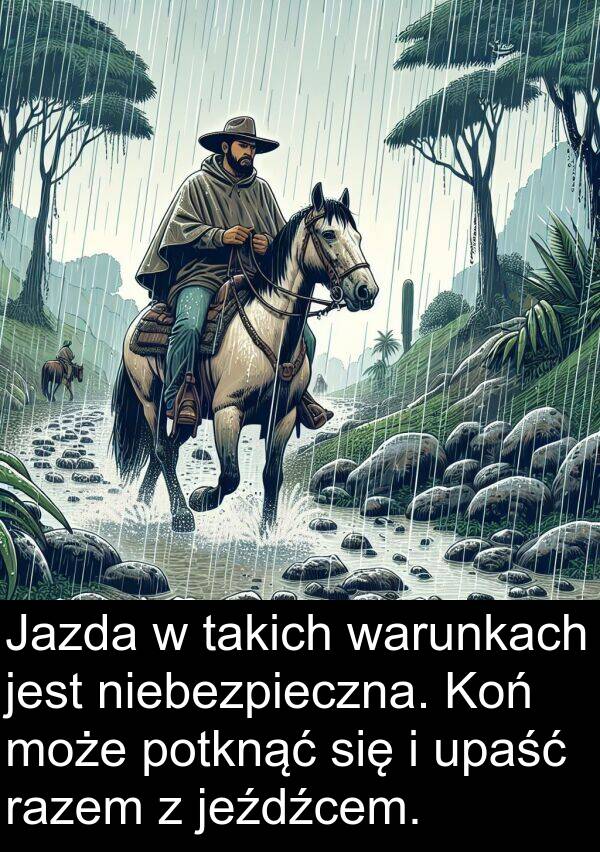 warunkach: Jazda w takich warunkach jest niebezpieczna. Koń może potknąć się i upaść razem z jeźdźcem.