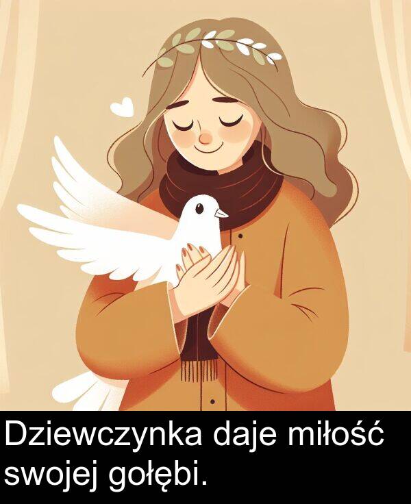 gołębi: Dziewczynka daje miłość swojej gołębi.