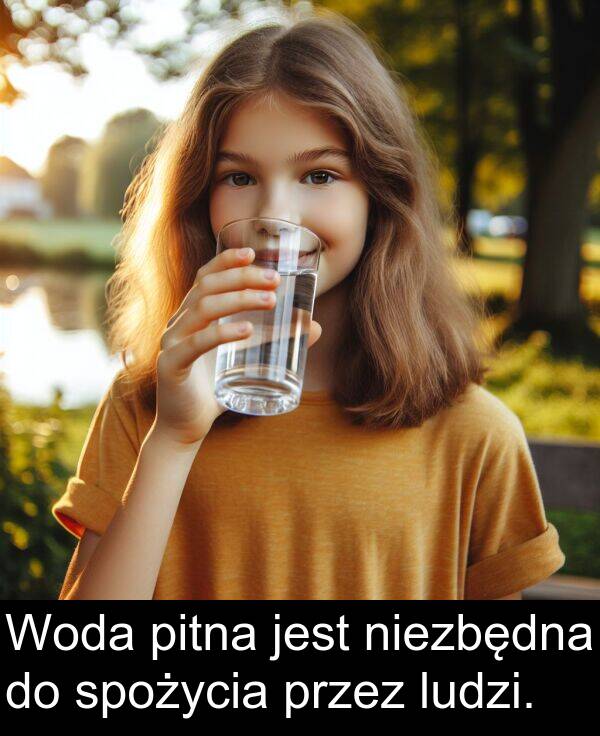 ludzi: Woda pitna jest niezbędna do spożycia przez ludzi.
