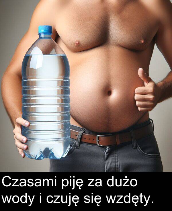 piję: Czasami piję za dużo wody i czuję się wzdęty.