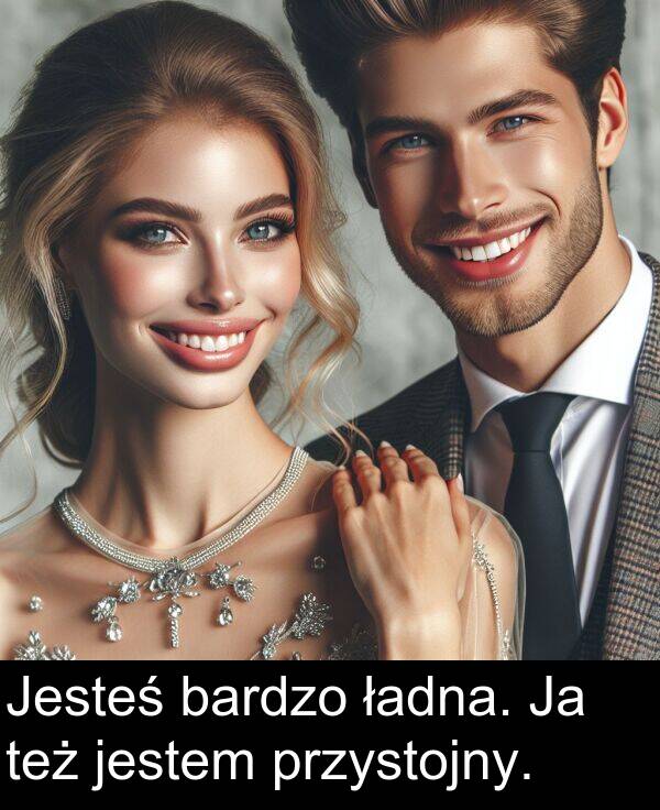 przystojny: Jesteś bardzo ładna. Ja też jestem przystojny.