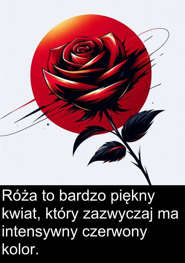zazwyczaj: Róża to bardzo piękny kwiat, który zazwyczaj ma intensywny czerwony kolor.