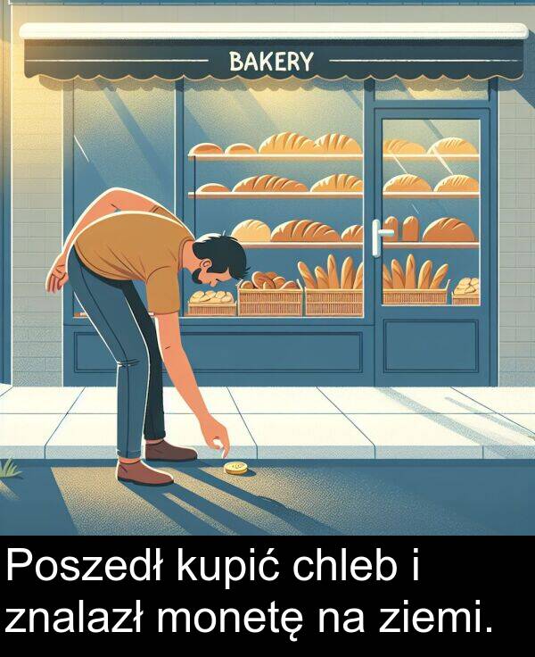 ziemi: Poszedł kupić chleb i znalazł monetę na ziemi.