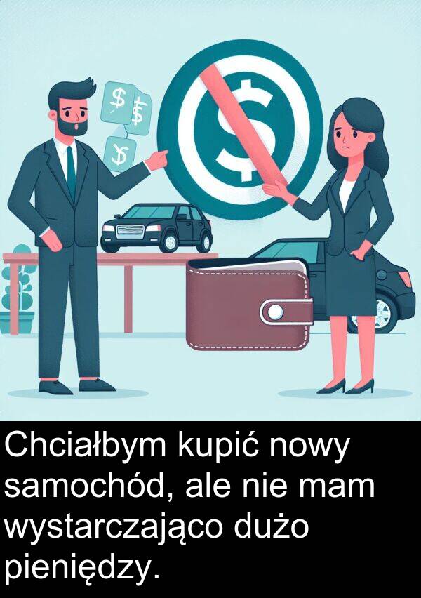 pieniędzy: Chciałbym kupić nowy samochód, ale nie mam wystarczająco dużo pieniędzy.