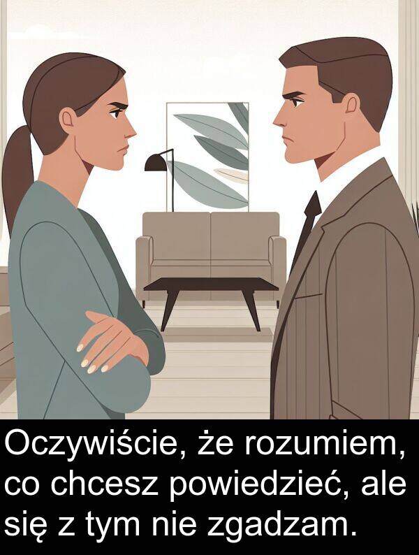 powiedzieć: Oczywiście, że rozumiem, co chcesz powiedzieć, ale się z tym nie zgadzam.