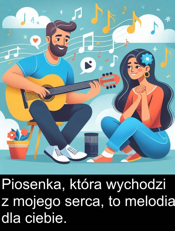 wychodzi: Piosenka, która wychodzi z mojego serca, to melodia dla ciebie.