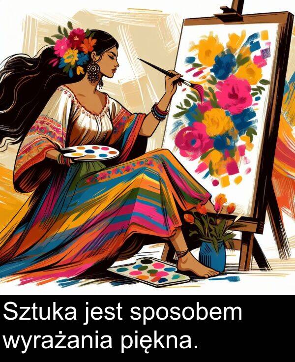 piękna: Sztuka jest sposobem wyrażania piękna.