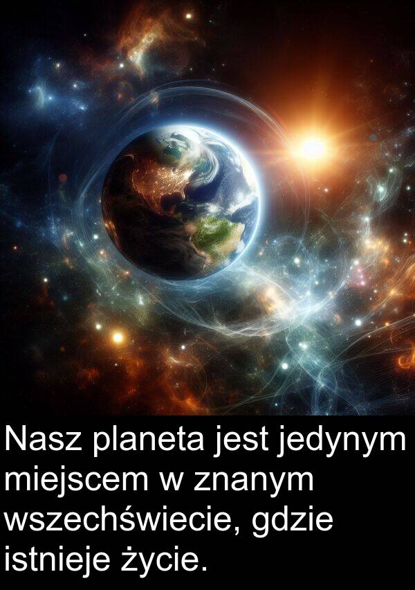 znanym: Nasz planeta jest jedynym miejscem w znanym wszechświecie, gdzie istnieje życie.