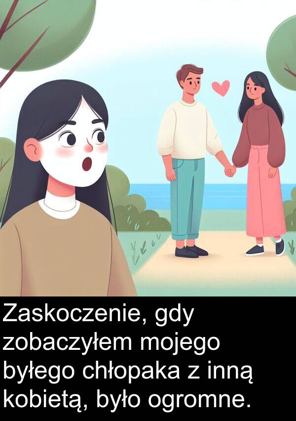 zobaczyłem: Zaskoczenie, gdy zobaczyłem mojego byłego chłopaka z inną kobietą, było ogromne.