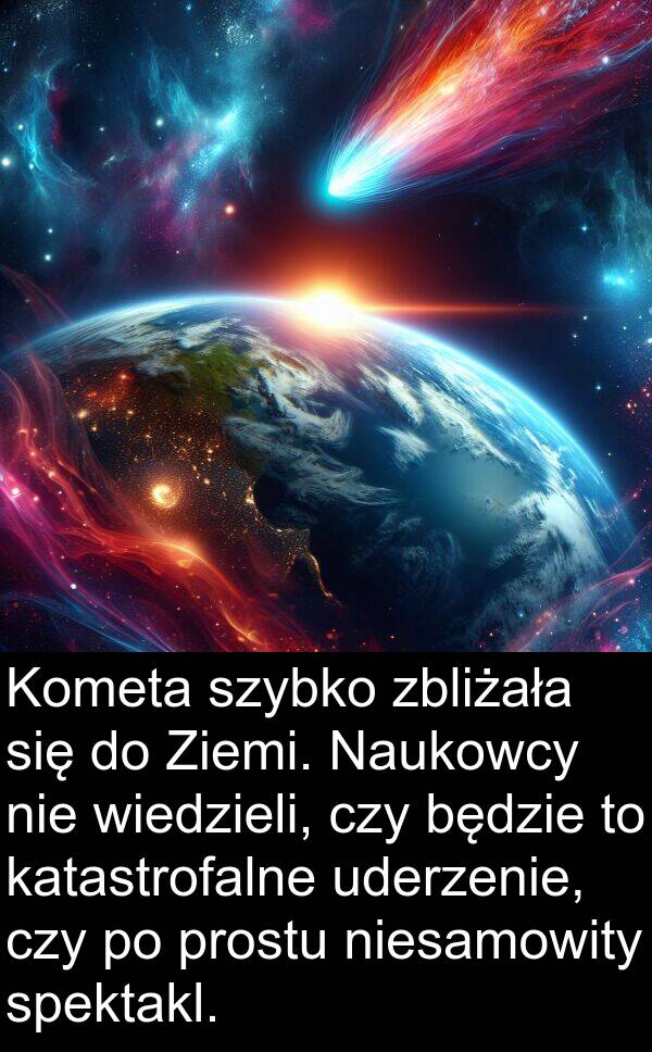 prostu: Kometa szybko zbliżała się do Ziemi. Naukowcy nie wiedzieli, czy będzie to katastrofalne uderzenie, czy po prostu niesamowity spektakl.