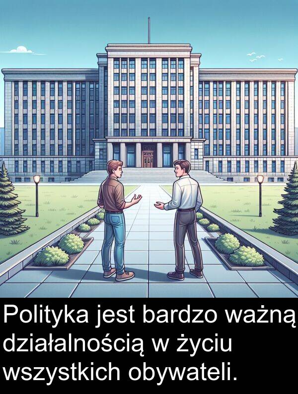 obywateli: Polityka jest bardzo ważną działalnością w życiu wszystkich obywateli.