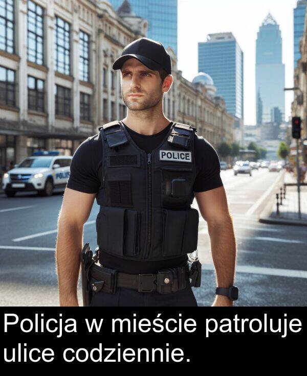 codziennie: Policja w mieście patroluje ulice codziennie.
