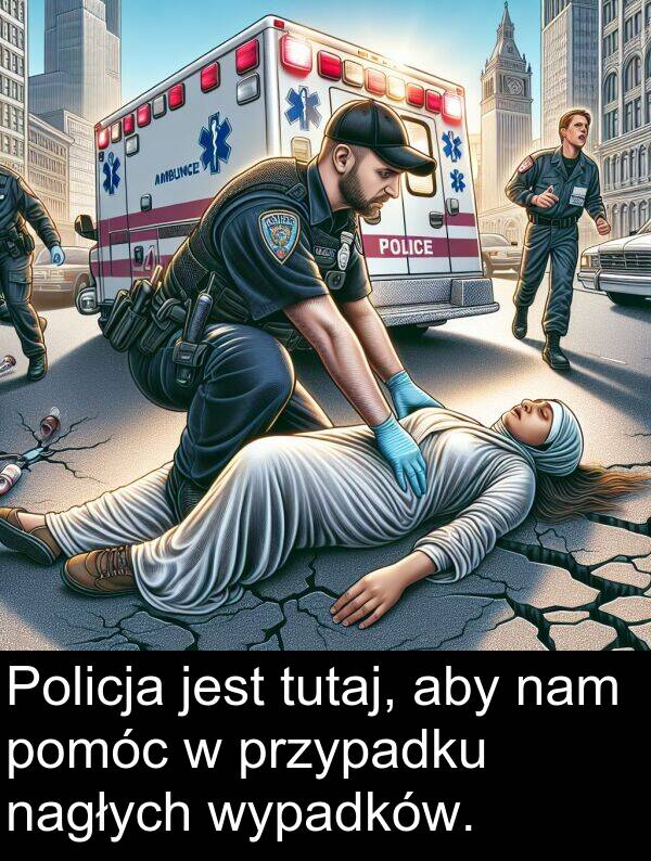przypadku: Policja jest tutaj, aby nam pomóc w przypadku nagłych wypadków.