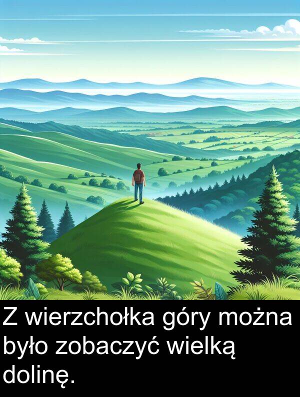 zobaczyć: Z wierzchołka góry można było zobaczyć wielką dolinę.